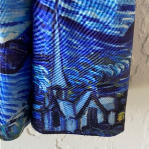 Starry Night Print Pleated Short Skater Skirt - Picture 4 of 12